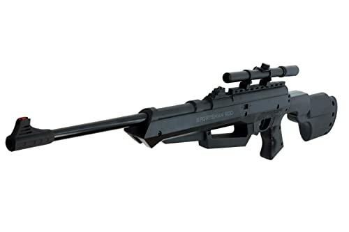 Black airsoft rifle with scope.