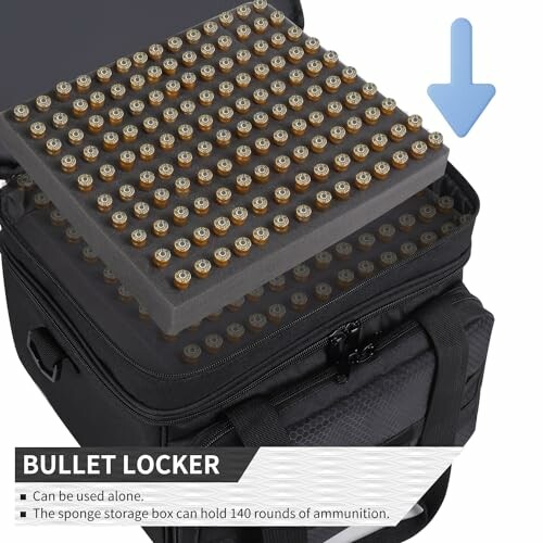 Open bullet locker with ammunition and storage bag