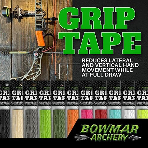 Bowmar Archery grip tape in various colors with a bow image.