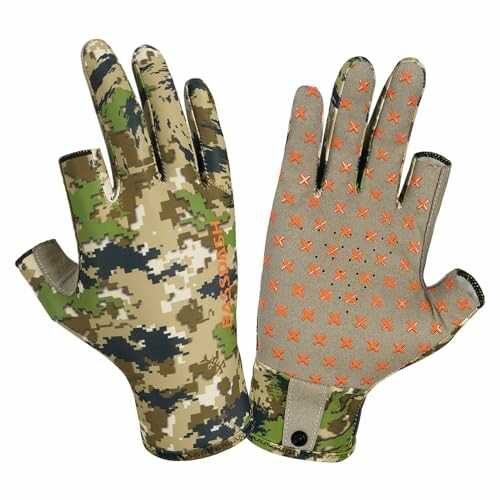 BASSDASH Fingerless Camo Hunting Gloves