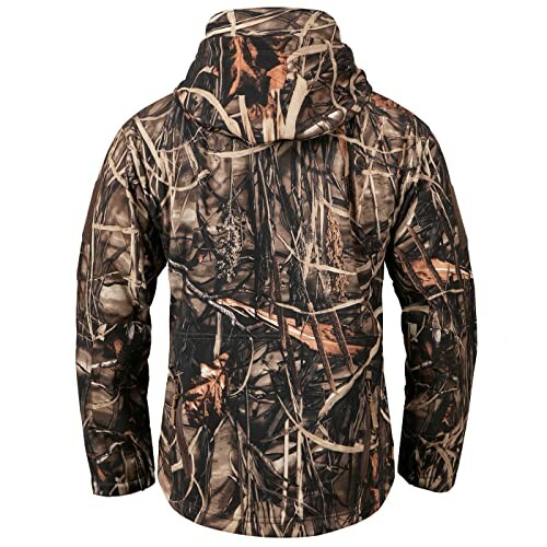 Back view of camouflage hooded jacket