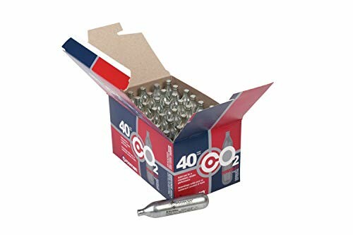 Open box containing multiple CO2 cartridges and one cartridge outside the box.