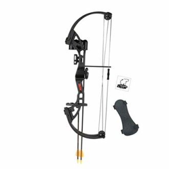 Compound bow with arrows and accessories.