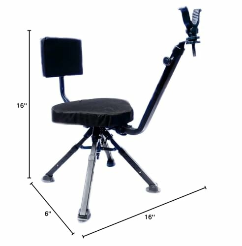 Adjustable fishing chair with rod holder and backrest.