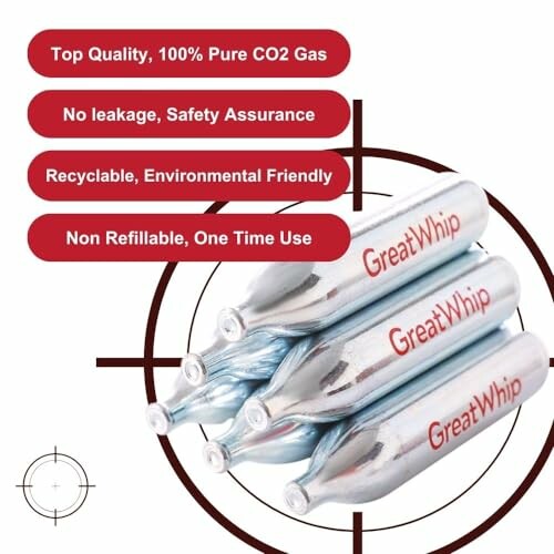 GreatWhip CO2 cartridges with safety and environmental features.