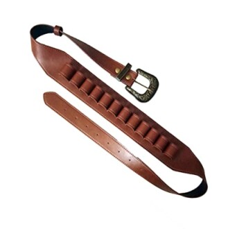 Brown leather guitar strap with decorative buckle